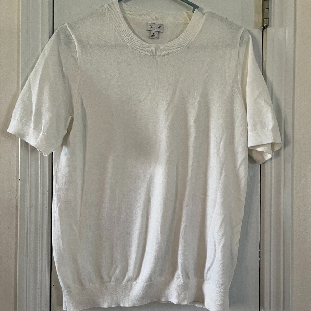 J Crew Ivory Short Sleeve Sweater